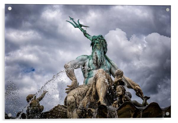 Neptune Statue In Berlin Acrylic by Artur Bogacki