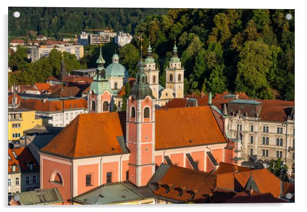 Churches of Ljubljana Acrylic by Artur Bogacki