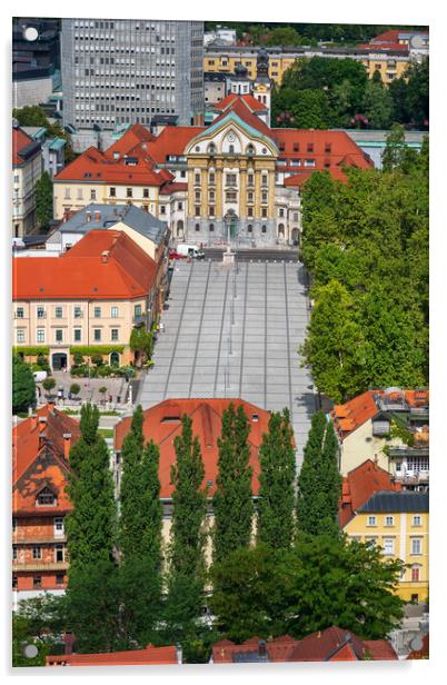 Congress Square In City Of Ljubljana Acrylic by Artur Bogacki