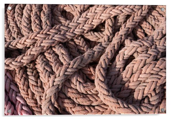Thick Rope Of Sailing Ship Marine Background Acrylic by Artur Bogacki