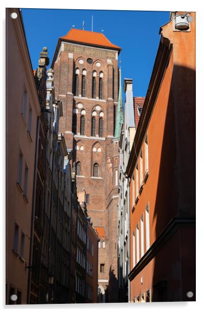 St Mary Church Gothic Tower In Gdansk Acrylic by Artur Bogacki