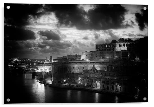 City Of Valletta In Malta At Twilight Acrylic by Artur Bogacki