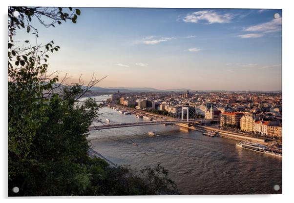 Budapest City and Danube River at Sunset Acrylic by Artur Bogacki