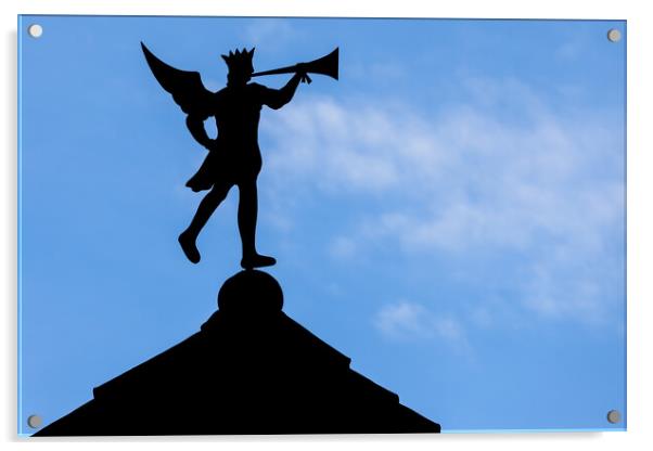 Weather Vane Trumpeting Angel Silhouette in Girona Acrylic by Artur Bogacki