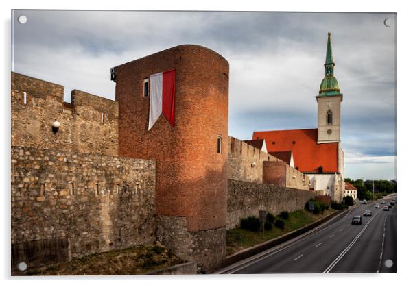 Old City Wall and St Martin's Cathedral in Bratislava Acrylic by Artur Bogacki