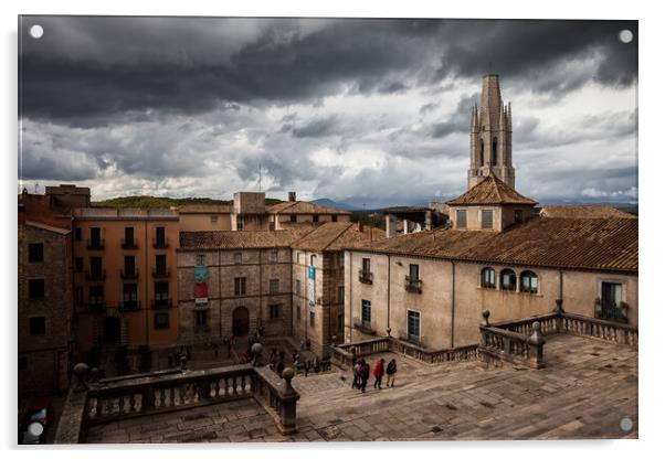 Old Town of Girona Acrylic by Artur Bogacki
