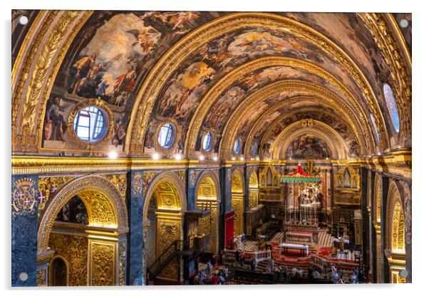 St John Co Cathedral Interior in Valletta Acrylic by Artur Bogacki