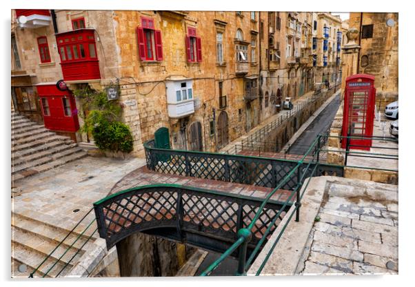 Old City of Il-Belt Valletta in Malta Acrylic by Artur Bogacki