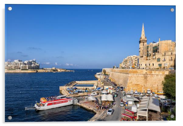 Valletta City and Marsamxett Harbour in Malta Acrylic by Artur Bogacki