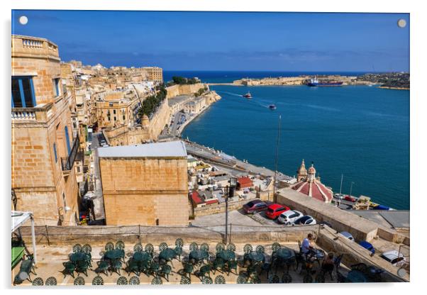 Valletta City And Grand Harbour In Malta Acrylic by Artur Bogacki