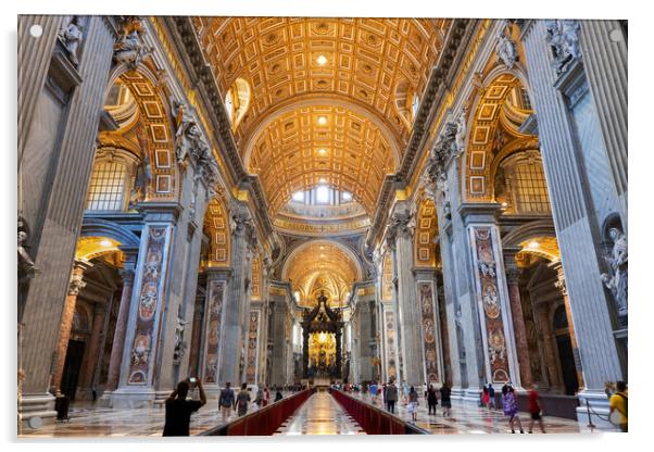 St Peter Basilica Interior In Vatican Acrylic by Artur Bogacki