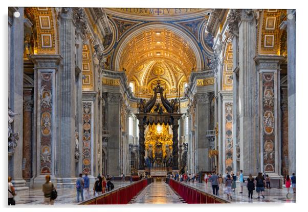 Saint Peter Basilica Interior In Vatican Acrylic by Artur Bogacki