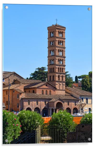 Bell tower of Basilica of Saint Mary in Cosmedin Acrylic by Artur Bogacki