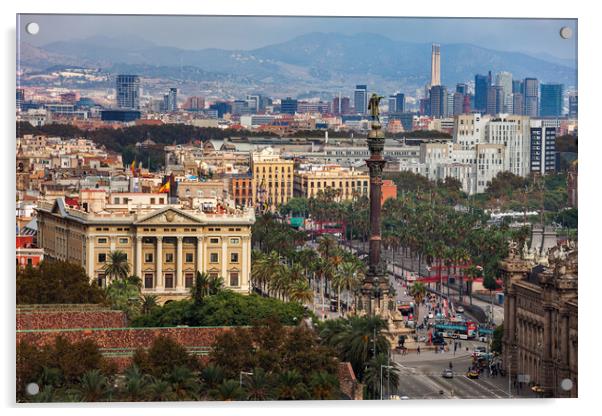 Barcelona Cityscape Acrylic by Artur Bogacki