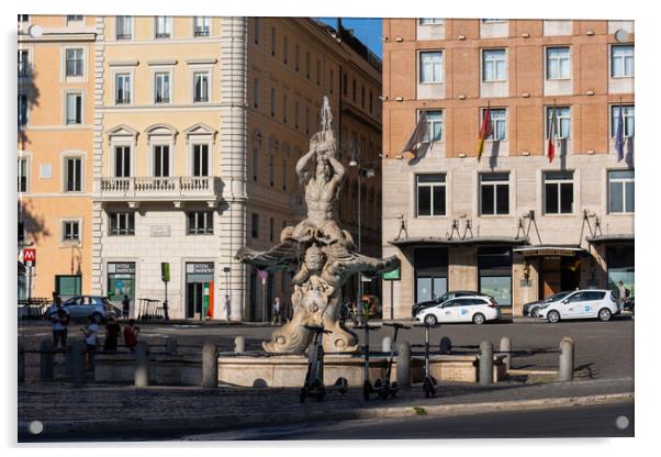 Triton Fountain at Piazza Barberini in Rome Acrylic by Artur Bogacki