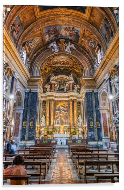 Church of Jesus and Mary Interior In Rome Acrylic by Artur Bogacki