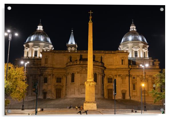 Santa Maria Maggiore Basilica And Obelisk In Rome Acrylic by Artur Bogacki