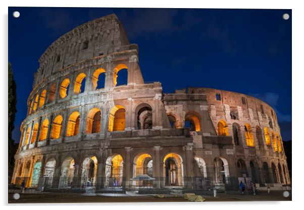 Colosseum at Night in Rome Acrylic by Artur Bogacki