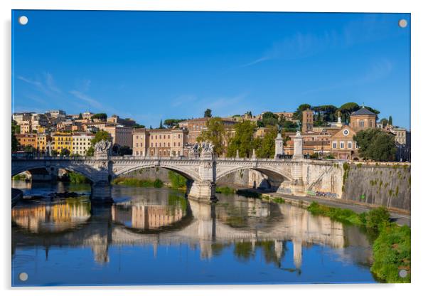 Ponte Vittorio Emanuele II Bridge in Rome Acrylic by Artur Bogacki