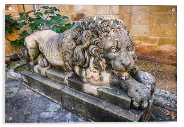 Lion Sculpture At Grand Masters Palace In Malta Acrylic by Artur Bogacki