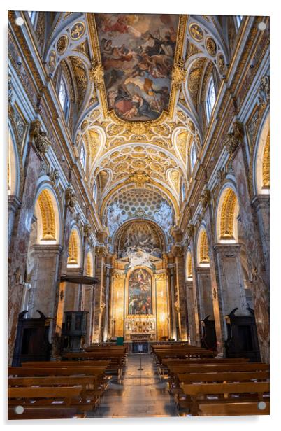 Church of St Louis of the French Interior in Rome Acrylic by Artur Bogacki