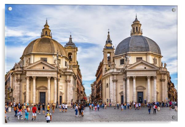 Churches at Piazza del Popolo in Rome Acrylic by Artur Bogacki