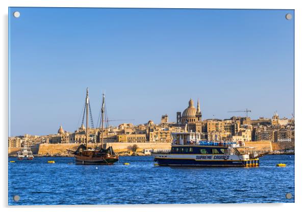 Valletta Skyline From Marsamxett Harbour Acrylic by Artur Bogacki