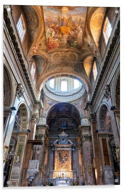 Church of San Rocco Baroque Interior in Rome Acrylic by Artur Bogacki