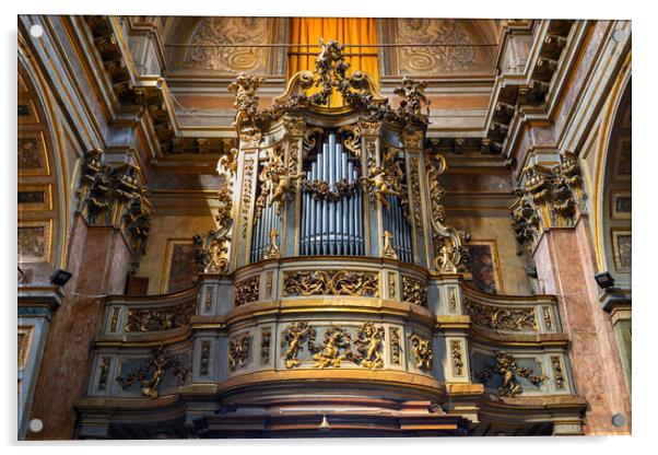 Organ in Church of San Rocco in Rome Acrylic by Artur Bogacki