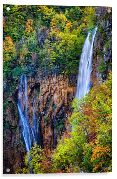 Waterfall In Plitvice Lakes National Park Acrylic by Artur Bogacki