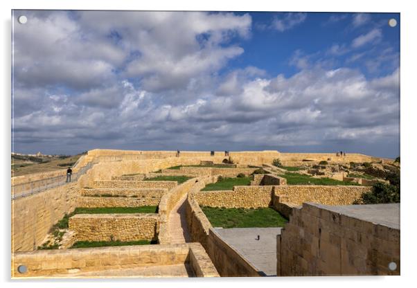 Cittadella in Victoria City on Gozo Island, Malta Acrylic by Artur Bogacki