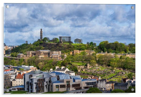 Edinburgh Cityscape With Calton Hill Acrylic by Artur Bogacki