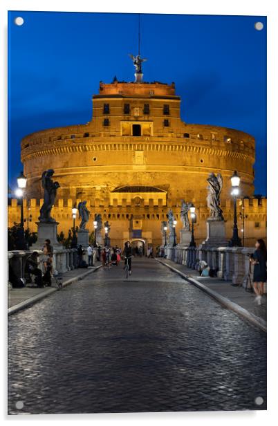 Castel Sant Angelo In Rome At Night Acrylic by Artur Bogacki