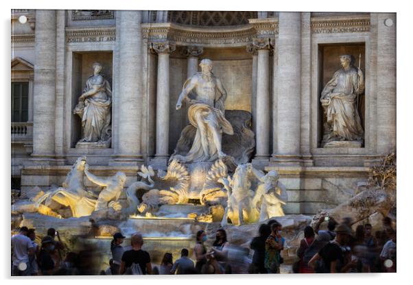 Monumental Trevi Fountain At Dusk In Rome Acrylic by Artur Bogacki