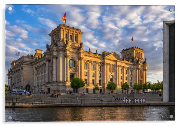 Reichstag Building At Sunset In Berlin Acrylic by Artur Bogacki