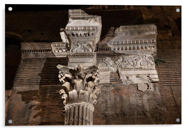 Ancient Pantheon Architectural Details In Rome Acrylic by Artur Bogacki