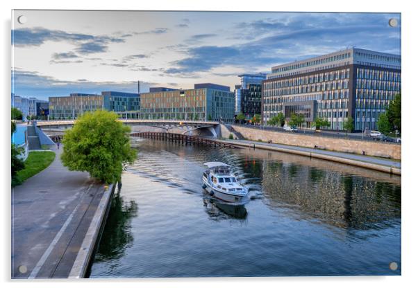 Central Berlin River View Acrylic by Artur Bogacki