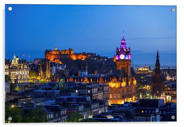 Edinburgh By Night In Scotland Acrylic by Artur Bogacki