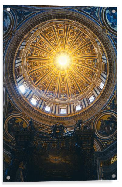 St Peters Basilica Interior Dome In Vatican Acrylic by Artur Bogacki