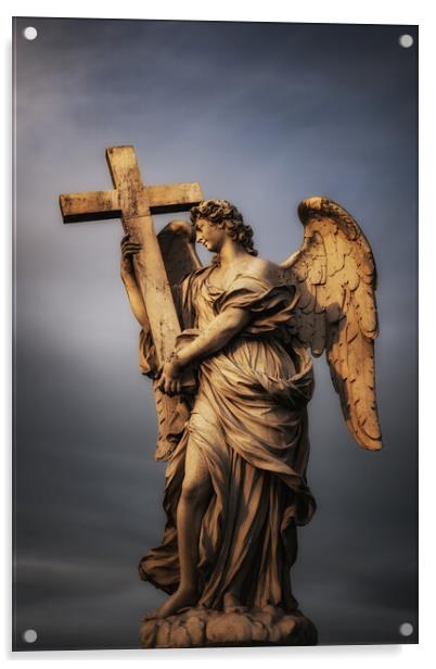 Angel Carrying The Cross Acrylic by Artur Bogacki