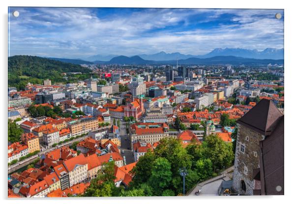 Ljubljana Cityscape In Slovenia Acrylic by Artur Bogacki