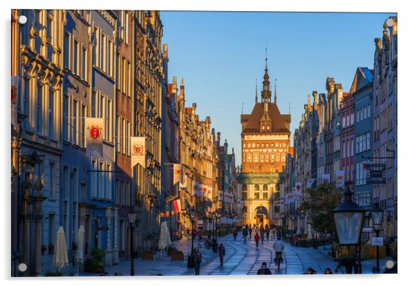 Sunrise In Old Town Of Gdansk In Poland Acrylic by Artur Bogacki