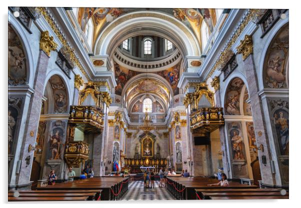 Ljubljana Cathedral Baroque Interior In Slovenia Acrylic by Artur Bogacki