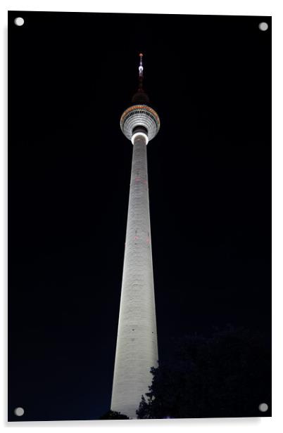 Berlin Television Tower Illuminated At Night Acrylic by Artur Bogacki