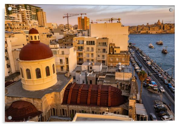 Townscape of Sliema in Malta Acrylic by Artur Bogacki