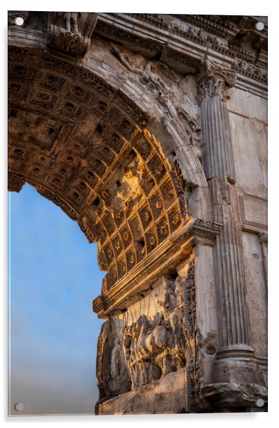 Ancient Arch of Titus at Sunset in Rome Acrylic by Artur Bogacki