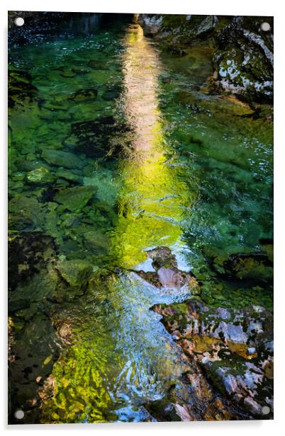 Sunlight Reflection In River Of Vintgar Gorge Acrylic by Artur Bogacki