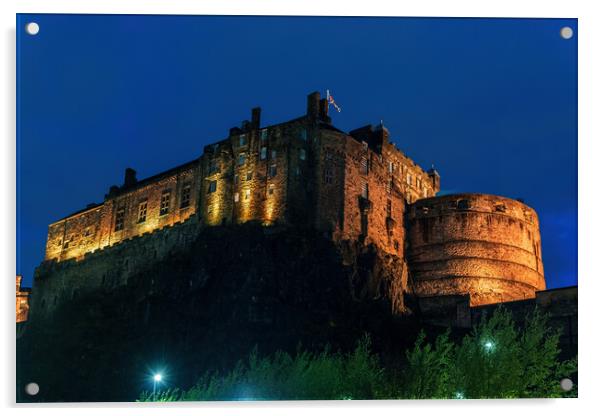 Edinburgh Castle At Night In Scotland Acrylic by Artur Bogacki