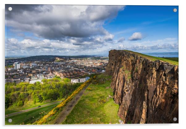 Edinburgh City From Holyrood Park In Scotland Acrylic by Artur Bogacki