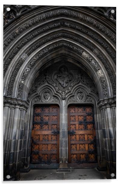 St Giles Cathedral Arched Portal In Edinburgh Acrylic by Artur Bogacki